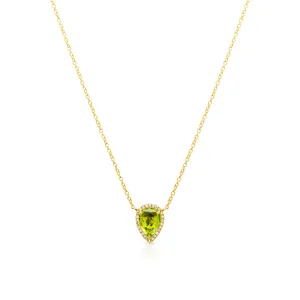 14KT Yellow Gold Peridot Diamond Sophie Necklace