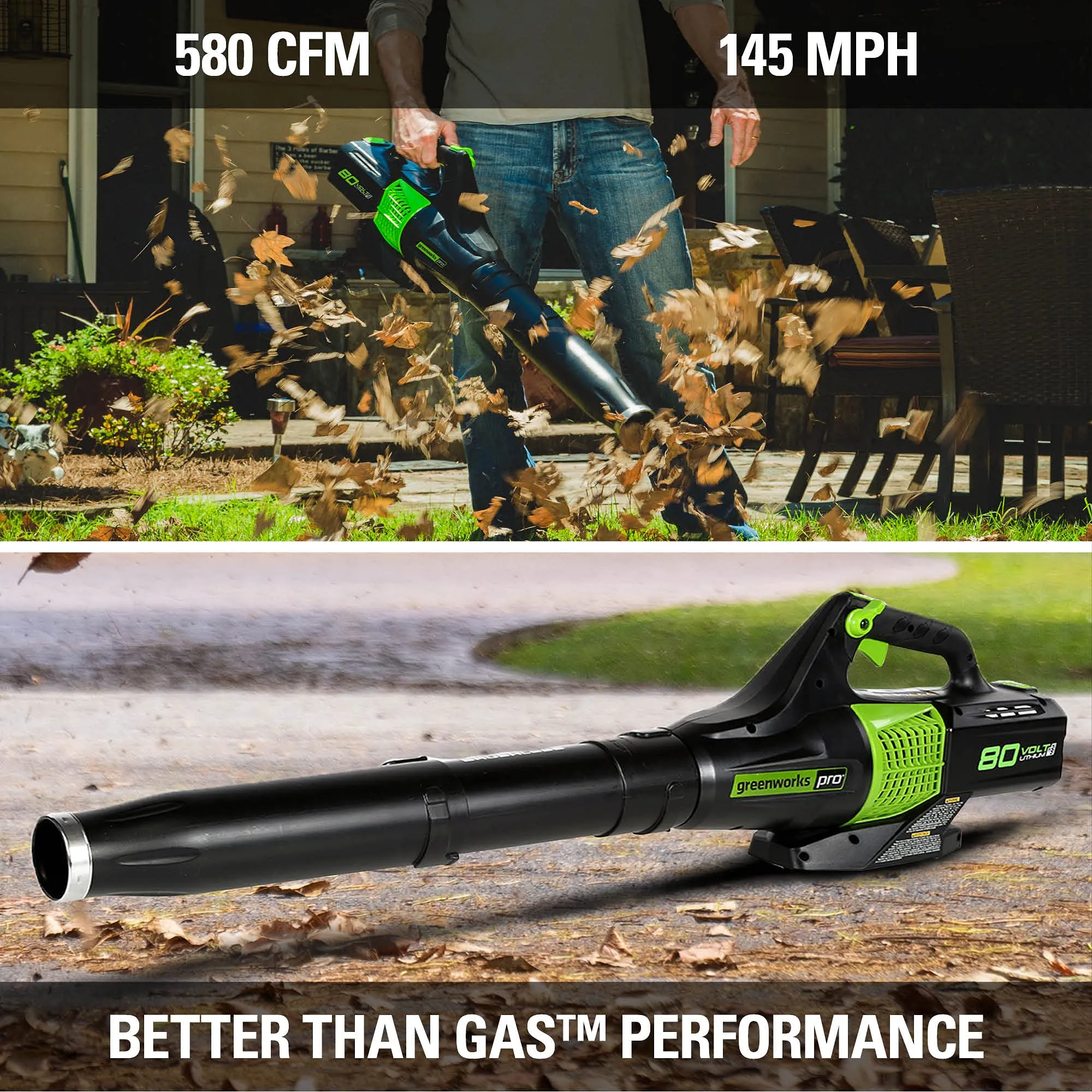 80V Cordless 580 CFM Brushless Leaf Blower w/ 2.5Ah Battery & Charger