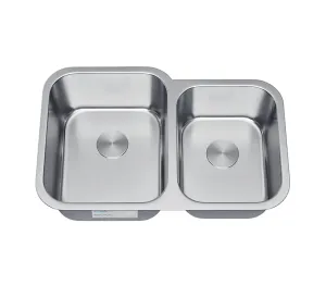 Allora USA - KSN-2132 - 32" x 21" x 9/8" Undermount 60/40 Double Bowl Stainless Steel Kitchen Sink