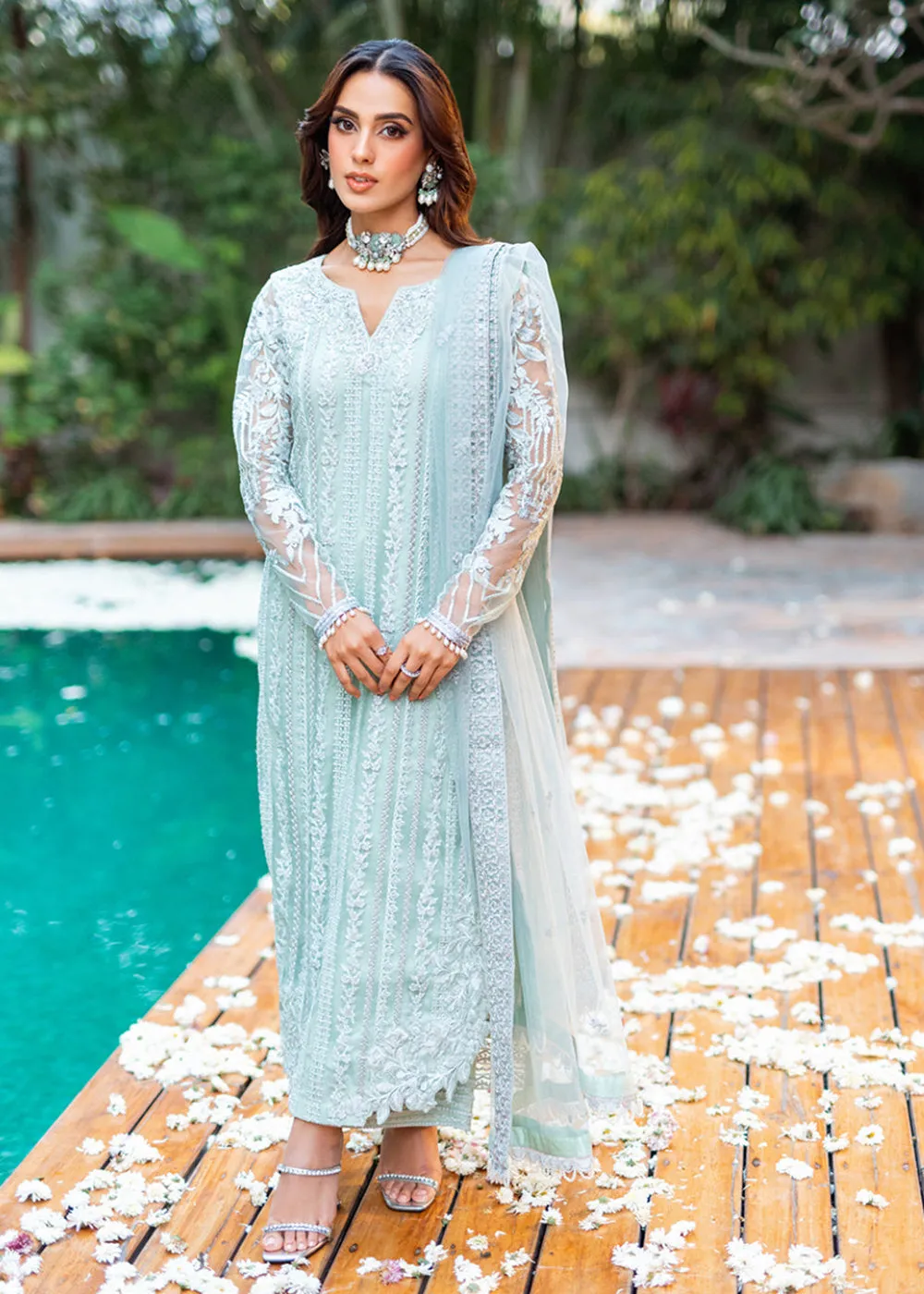 Azure Luxe Festive Embroidered by Ahmed Patel | Mint Breeze