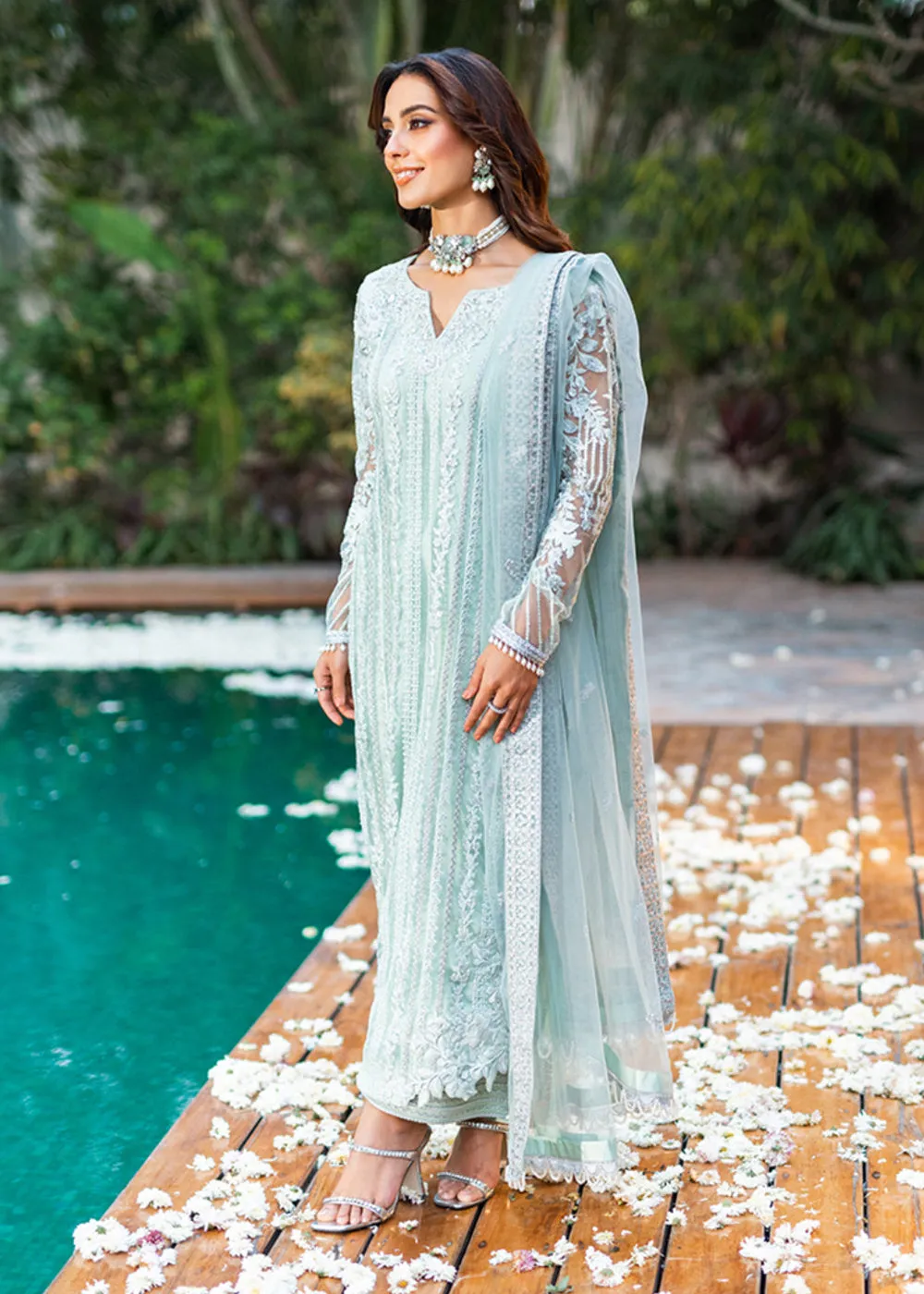 Azure Luxe Festive Embroidered by Ahmed Patel | Mint Breeze