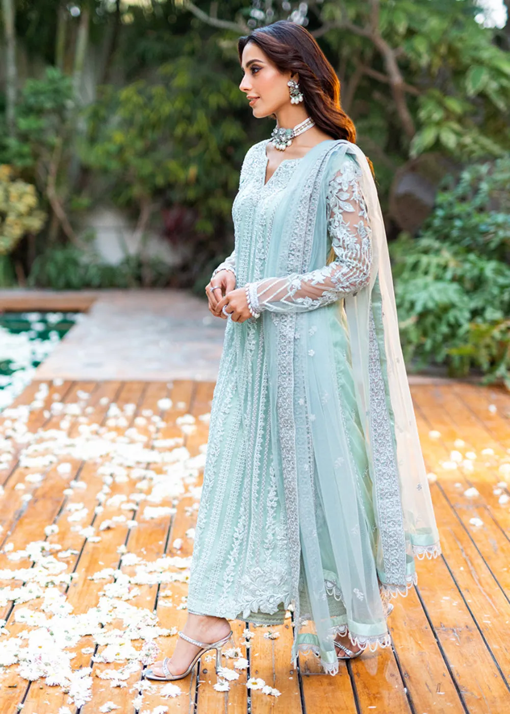 Azure Luxe Festive Embroidered by Ahmed Patel | Mint Breeze