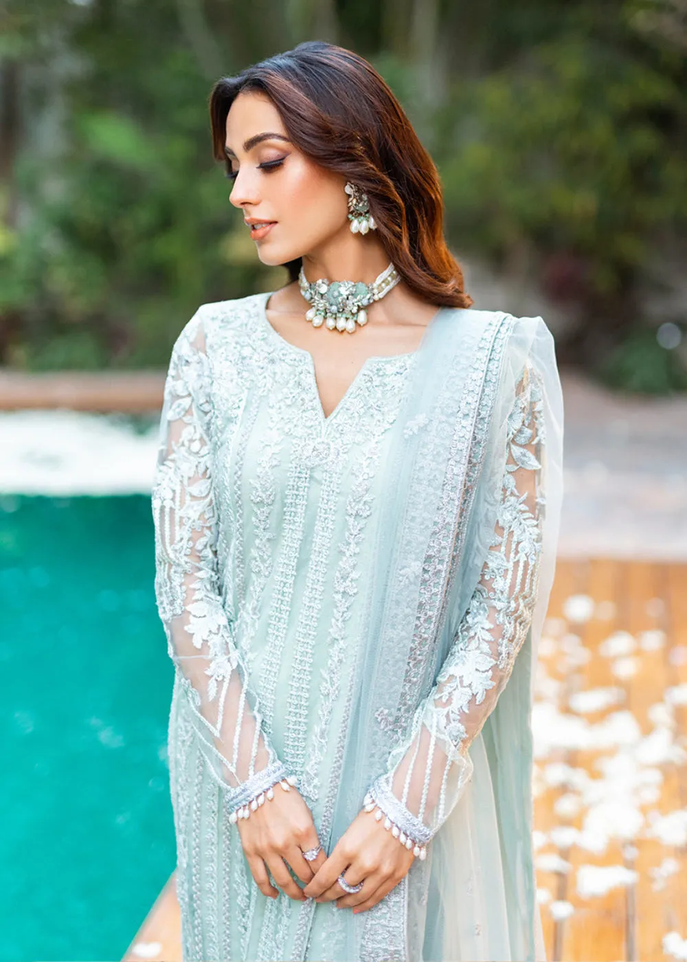 Azure Luxe Festive Embroidered by Ahmed Patel | Mint Breeze