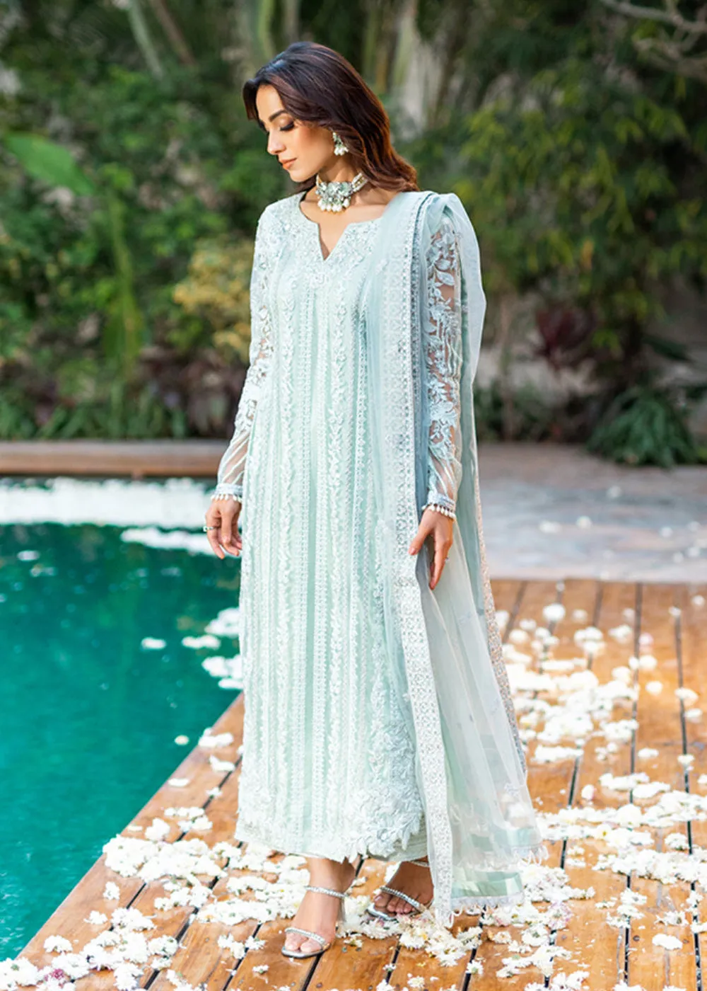 Azure Luxe Festive Embroidered by Ahmed Patel | Mint Breeze