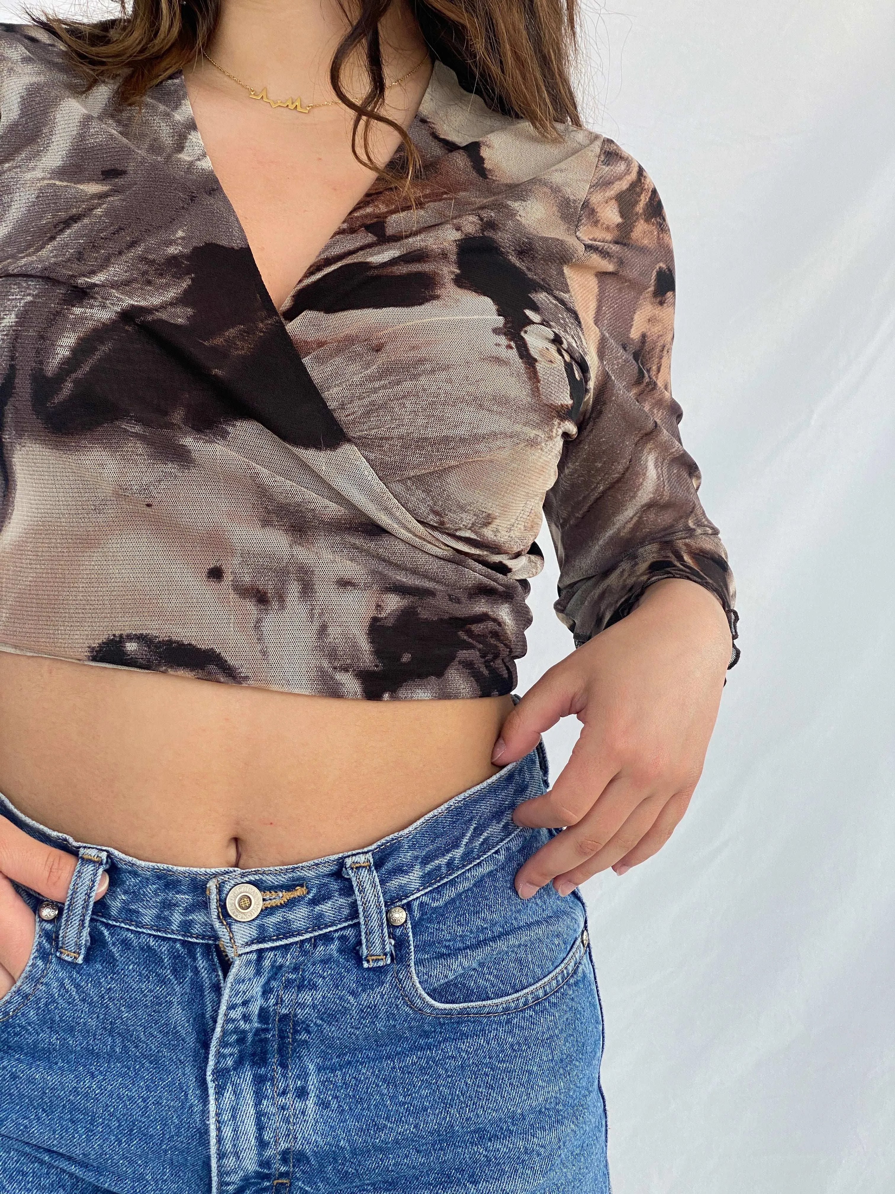 Beautiful Vintage Wrap Crop Top