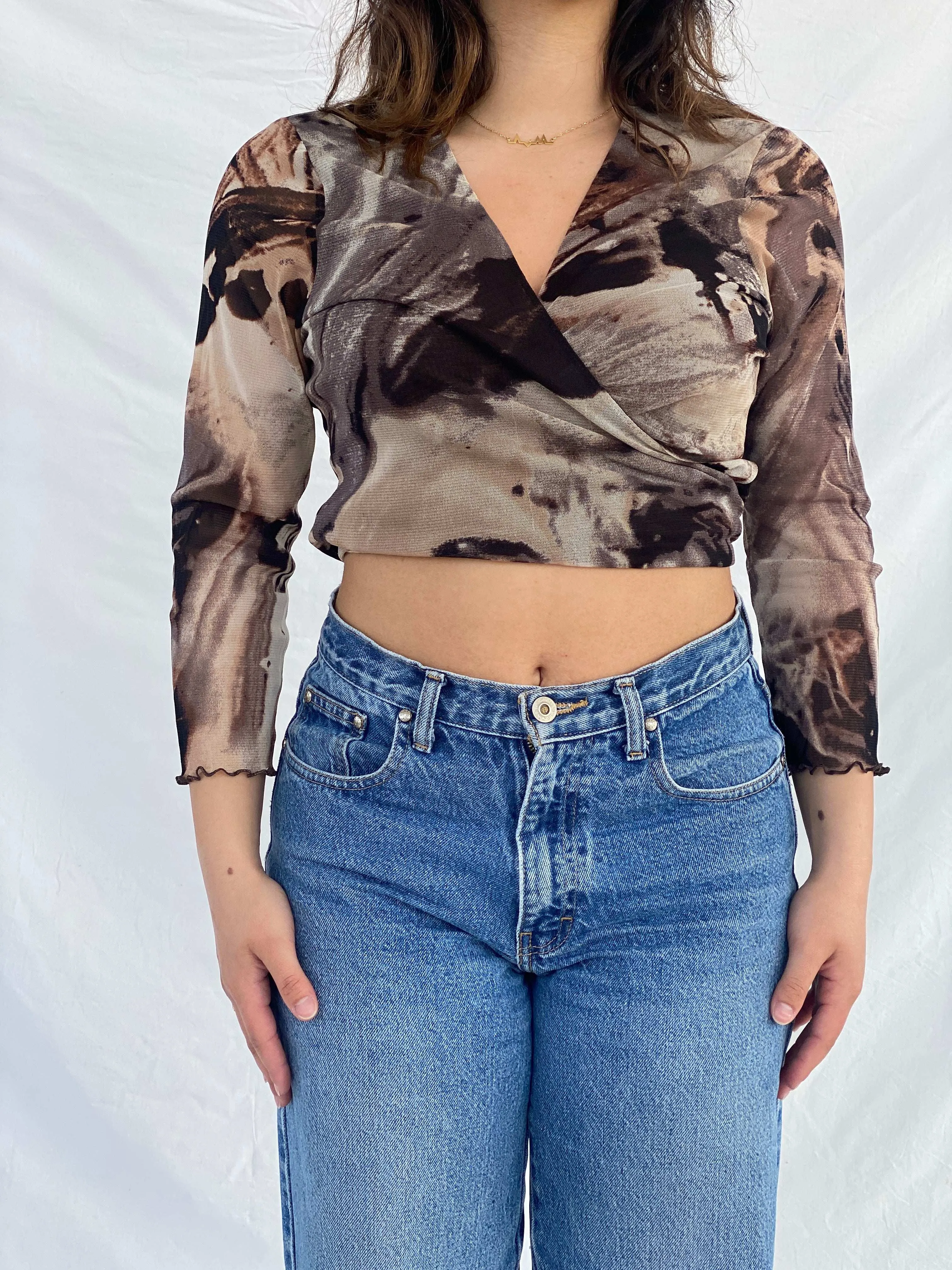 Beautiful Vintage Wrap Crop Top