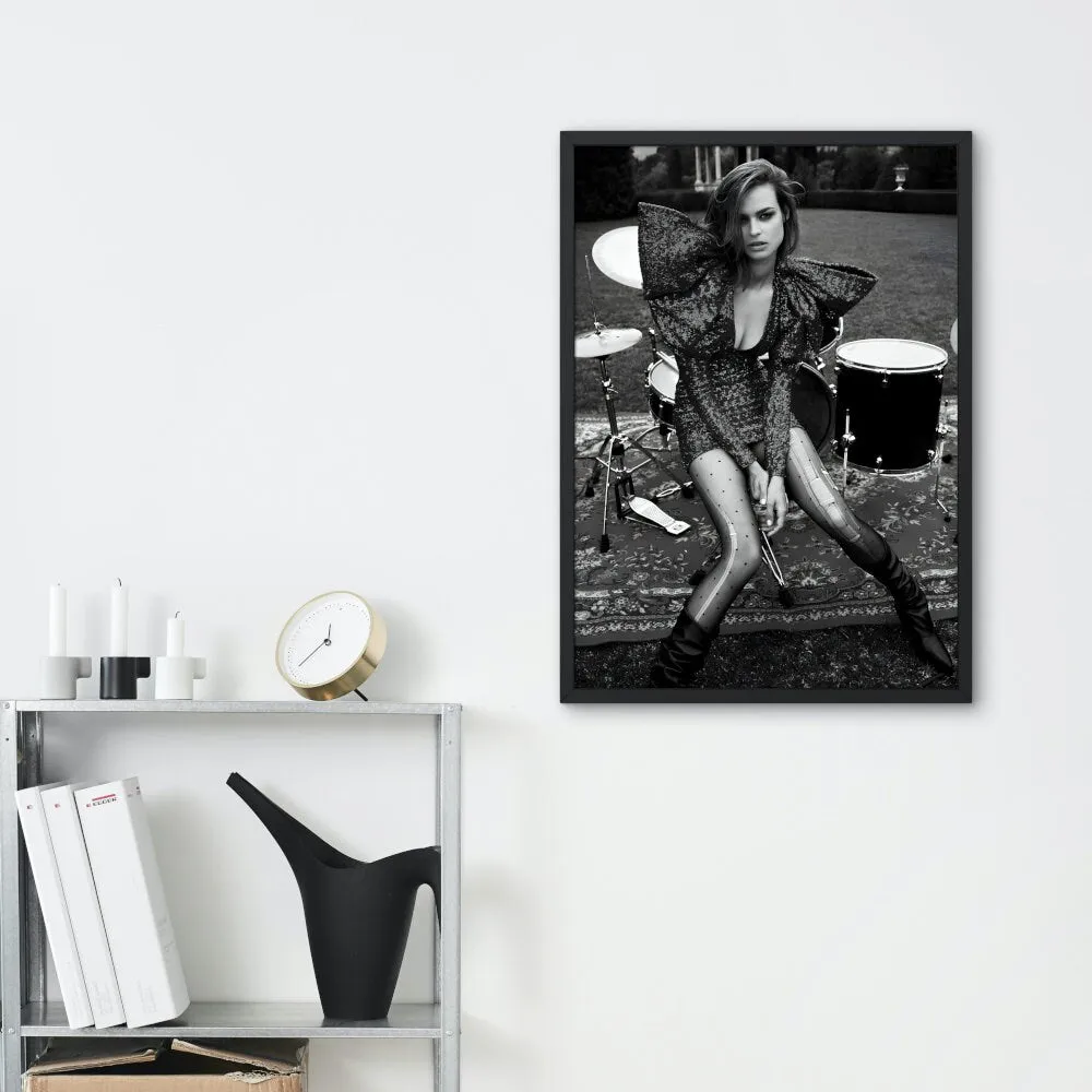 Black And White Rocker Model One Piece PRINTABLE WALL ART, Music Studio Art, Fashion Editorial, Luxury Fashion Wall Décor, Black And White Rock And Roll Posters