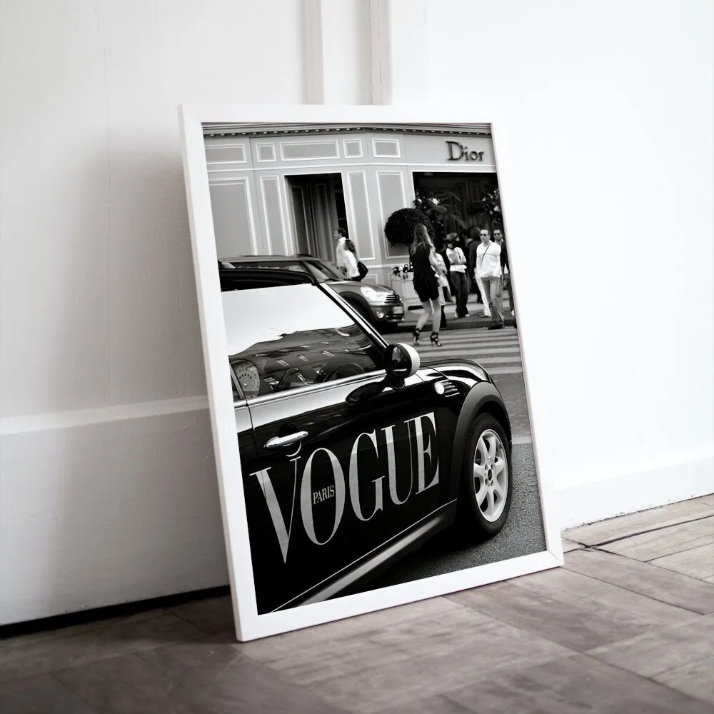 Black And White Vogue Cooper Poster PRINTABLE WALL ART, Fashion Wall Art, Luxury Fashion Poster, Trendy Wall Art, Car PRINTABLE ART, Vogue Poster