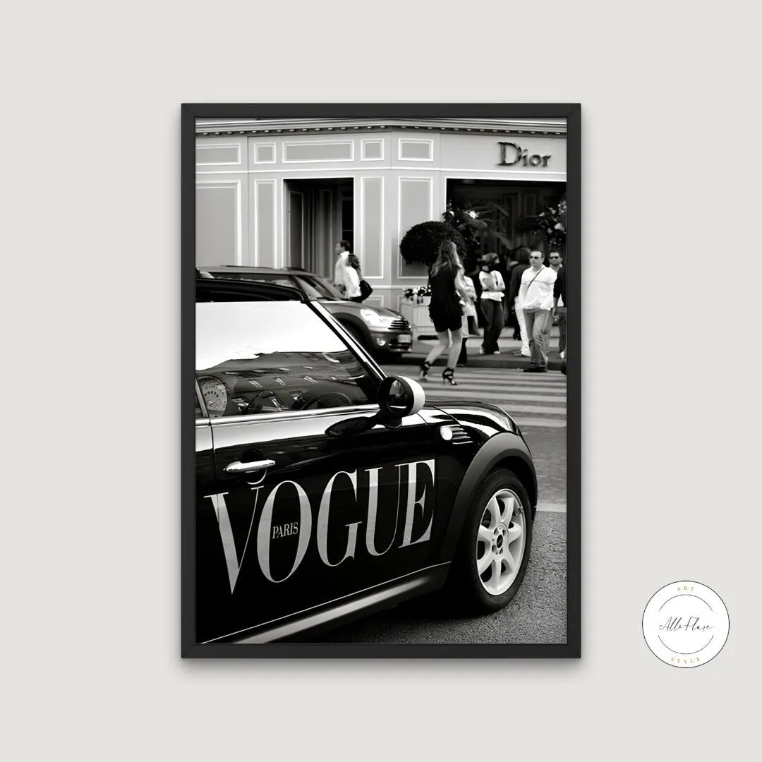 Black And White Vogue Cooper Poster PRINTABLE WALL ART, Fashion Wall Art, Luxury Fashion Poster, Trendy Wall Art, Car PRINTABLE ART, Vogue Poster