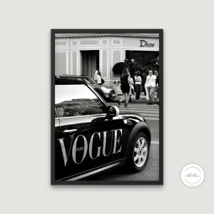 Black And White Vogue Cooper Poster PRINTABLE WALL ART, Fashion Wall Art, Luxury Fashion Poster, Trendy Wall Art, Car PRINTABLE ART, Vogue Poster