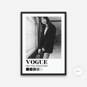 Black And White Vogue Poster PRINTABLE ART, Fashion Wall Art, Luxury Fashion Poster, Museum Style, Fashion Magazine, Black Color Palette