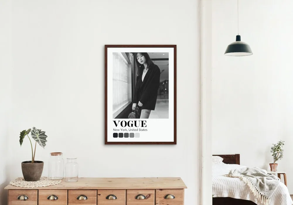 Black And White Vogue Poster PRINTABLE ART, Fashion Wall Art, Luxury Fashion Poster, Museum Style, Fashion Magazine, Black Color Palette