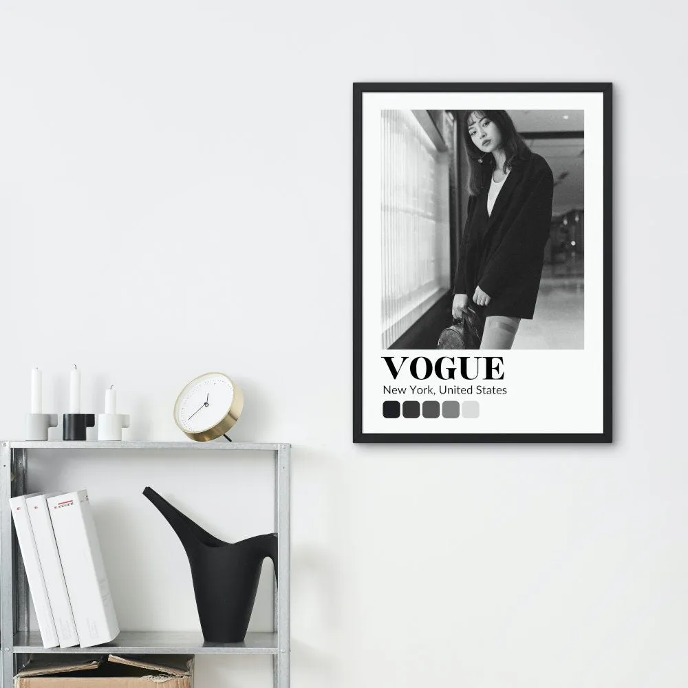 Black And White Vogue Poster PRINTABLE ART, Fashion Wall Art, Luxury Fashion Poster, Museum Style, Fashion Magazine, Black Color Palette