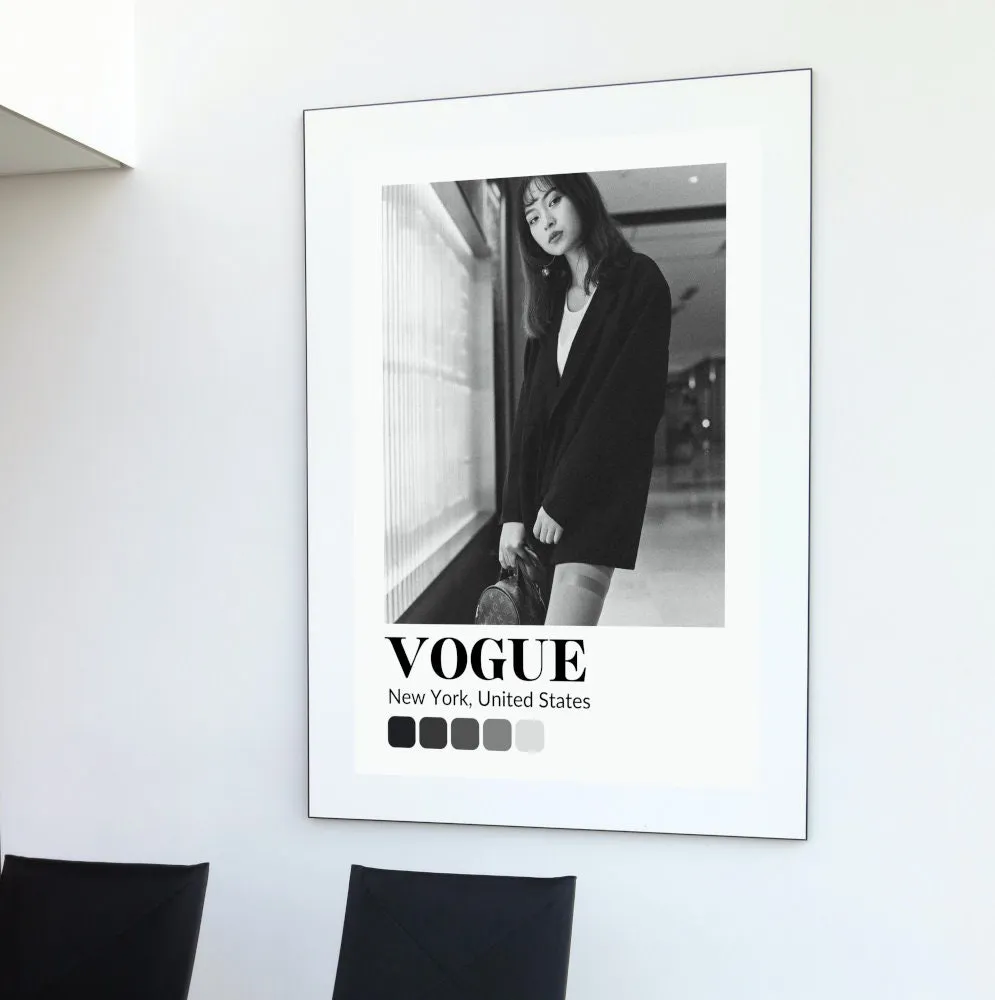 Black And White Vogue Poster PRINTABLE ART, Fashion Wall Art, Luxury Fashion Poster, Museum Style, Fashion Magazine, Black Color Palette