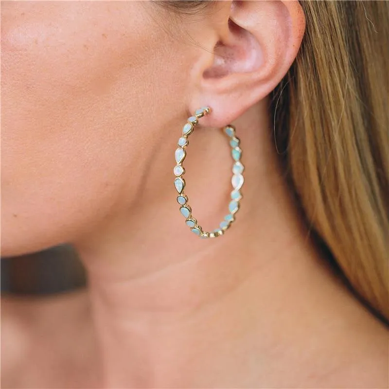 Bohemia Green Blue Opal Hoops