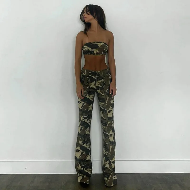 Camouflage Flared Trousers