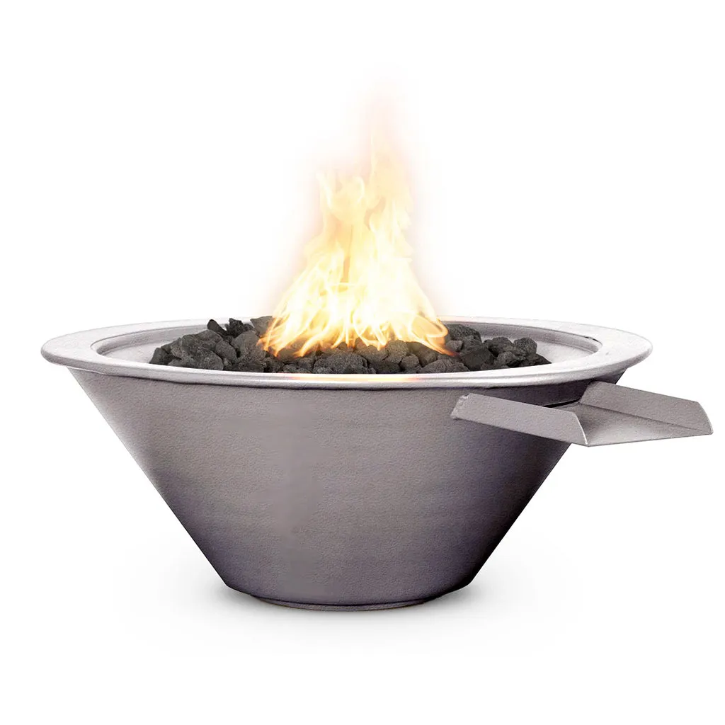 Cazo 24" Round Fire and Water Bowl, Powder Coated Metal - Pool Feature