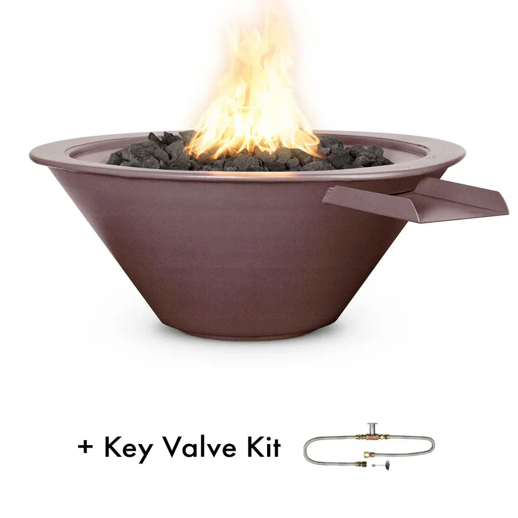 Cazo 24" Round Fire and Water Bowl, Powder Coated Metal - Pool Feature