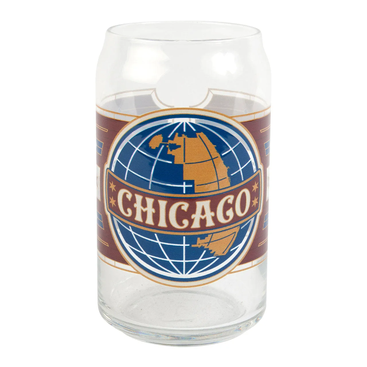 Chicago Globe Label Beer Can Glass