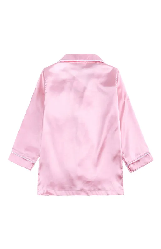 Children's Toddler Girl's Satin Long Sleeve Home Pyjama Sets