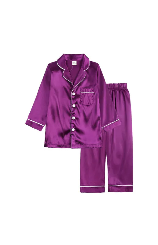 Children's Toddler Girl's Satin Long Sleeve Home Pyjama Sets