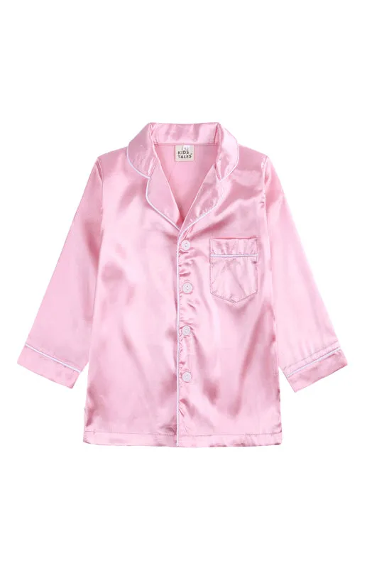 Children's Toddler Girl's Satin Long Sleeve Home Pyjama Sets