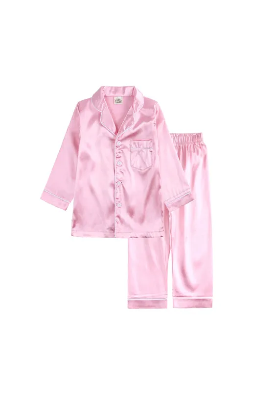 Children's Toddler Girl's Satin Long Sleeve Home Pyjama Sets