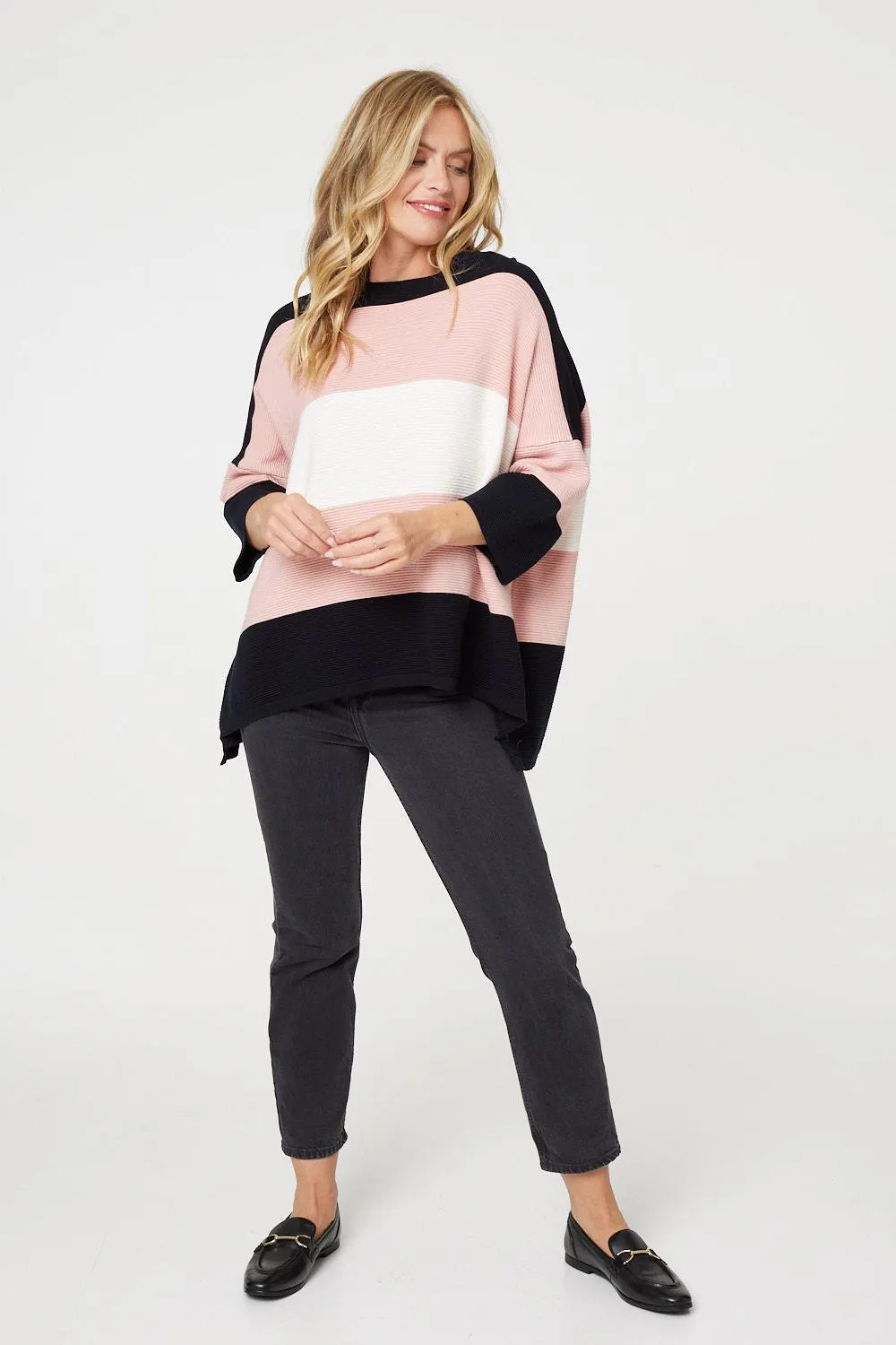 Colour Block Oversized Batwing Top