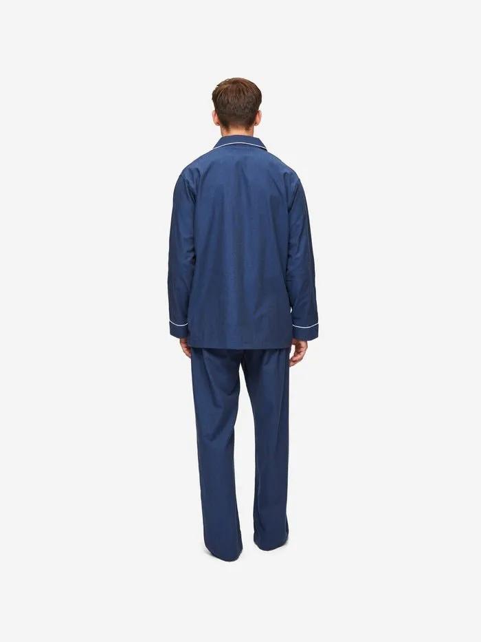 DEREK ROSE Balmoral Brushed Cotton Pyjamas NAVY