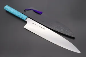 Fu-Rin-Ka-Zan YUTAKA 豊佳 Series R-2 Edition FR2YP-4 Wa Gyuto 270mm (10.6 Inch, Octagonal Turquoise Composite Stone Handle)