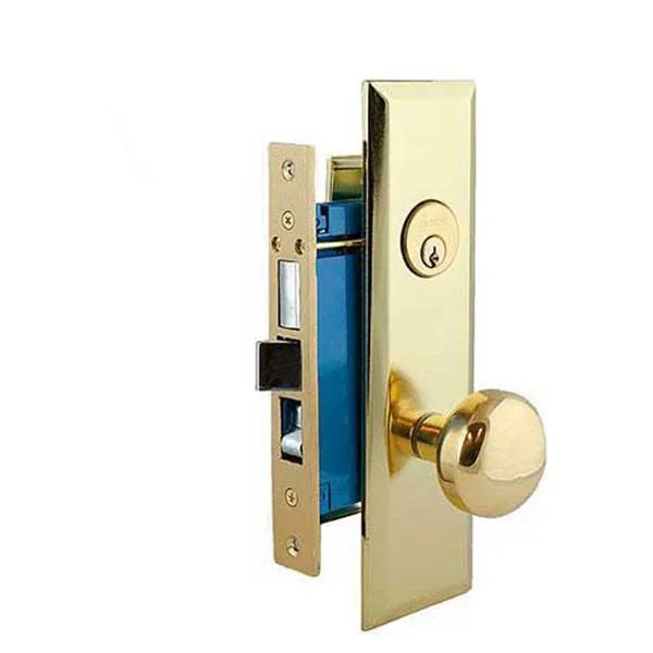 Heavy Duty Mortise Knob Lock - 2-1/2″ Backset - US3 - Polished Brass - Entrance - RH