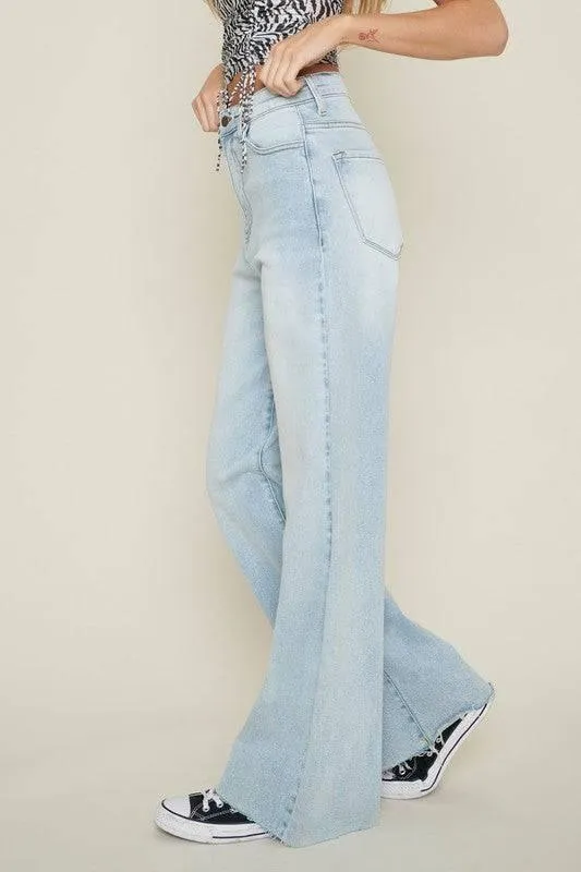 High waisted wide leg jeans