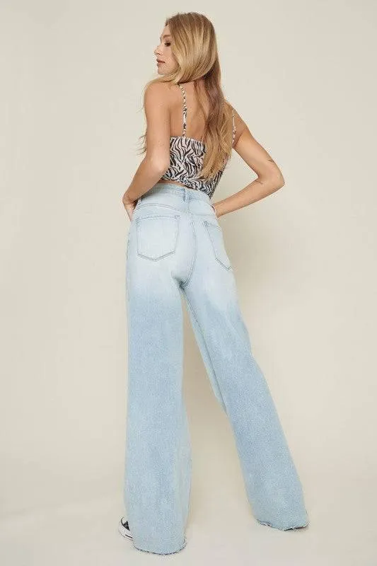 High waisted wide leg jeans