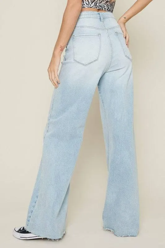 High waisted wide leg jeans