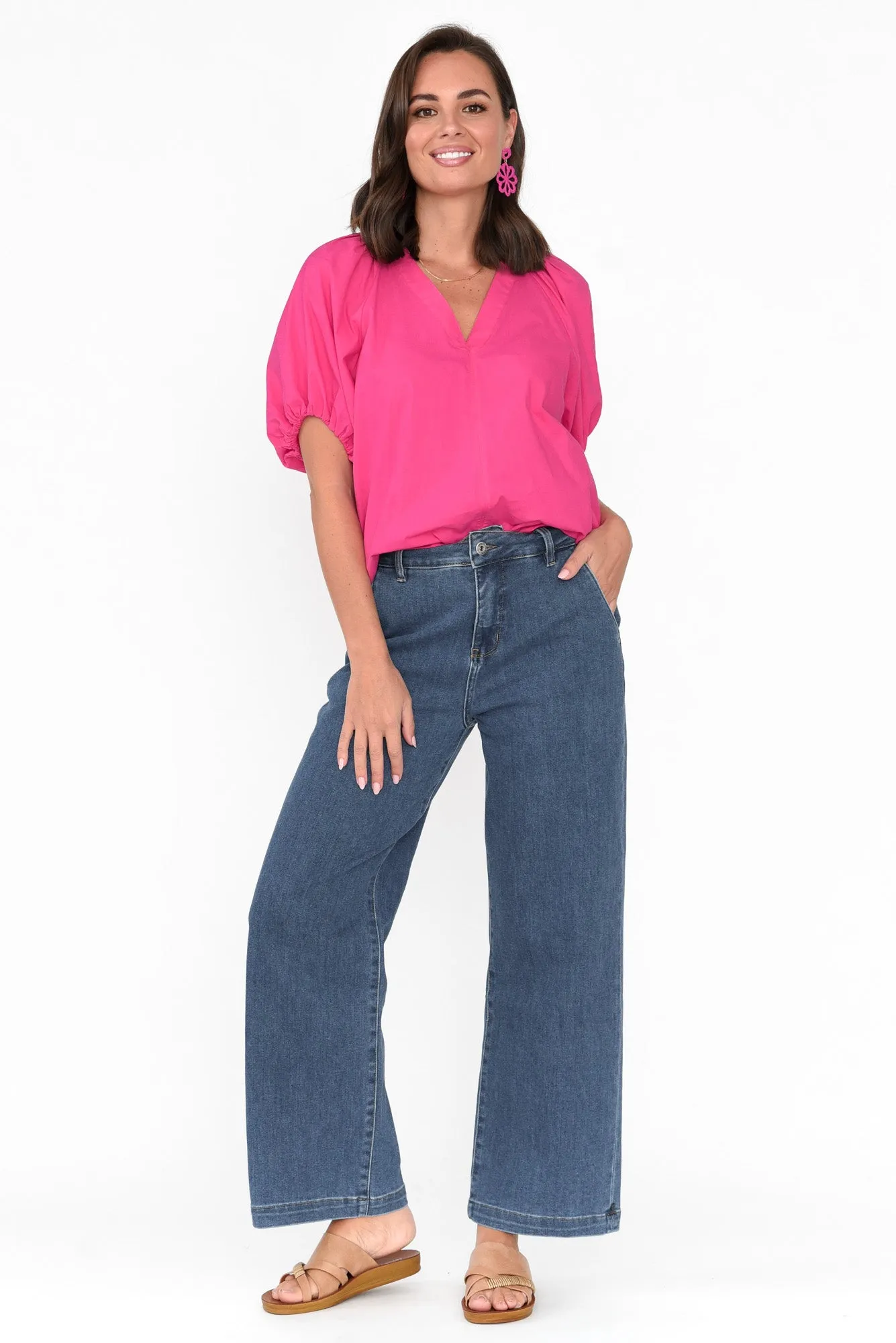 Izzy Dark Blue Wide Leg Jeans