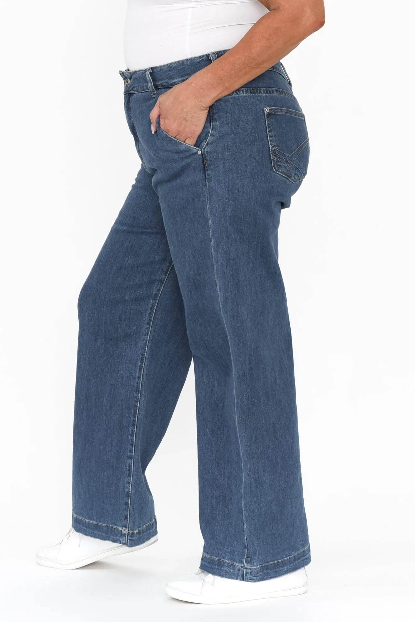 Izzy Dark Blue Wide Leg Jeans