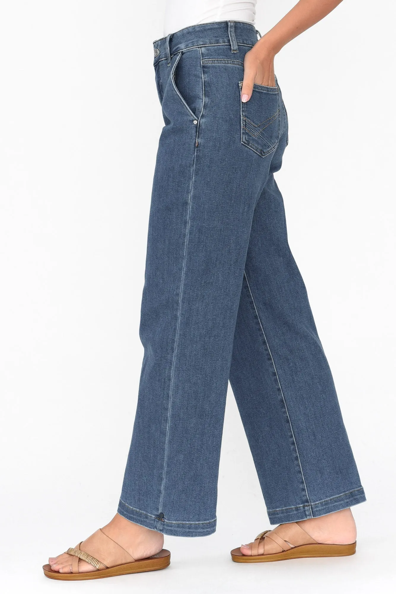 Izzy Dark Blue Wide Leg Jeans