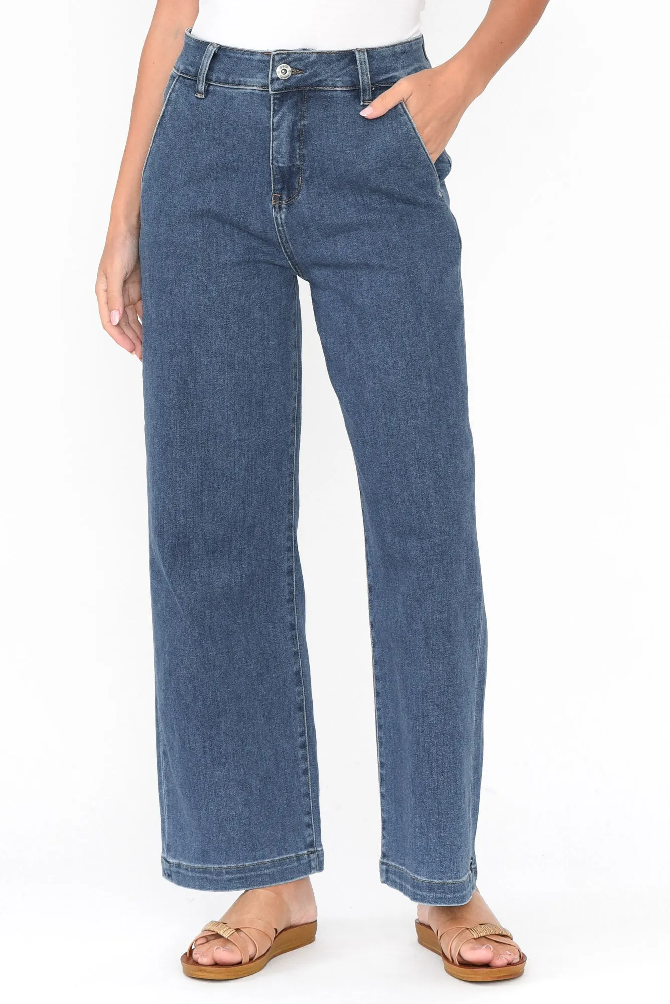 Izzy Dark Blue Wide Leg Jeans