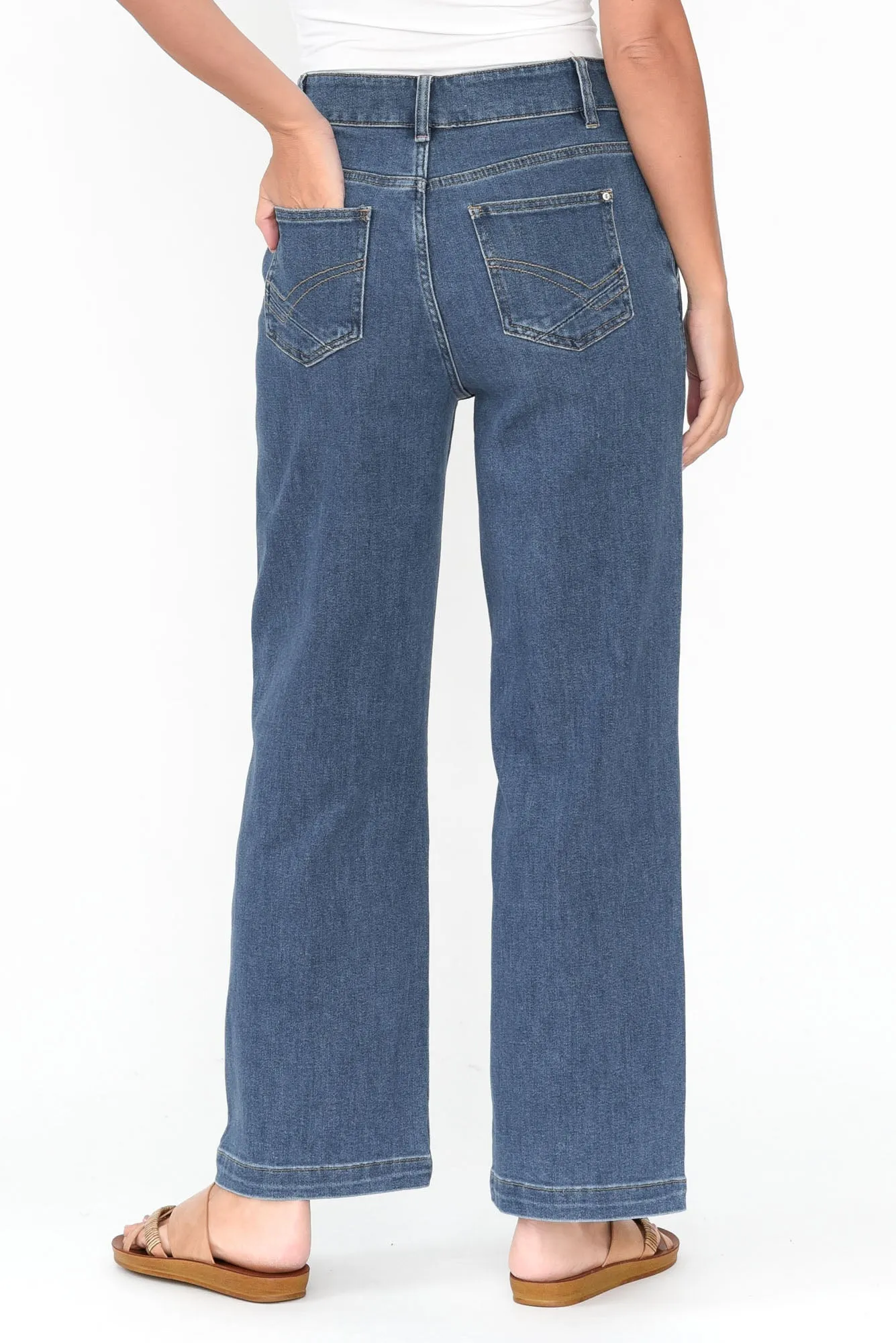 Izzy Dark Blue Wide Leg Jeans