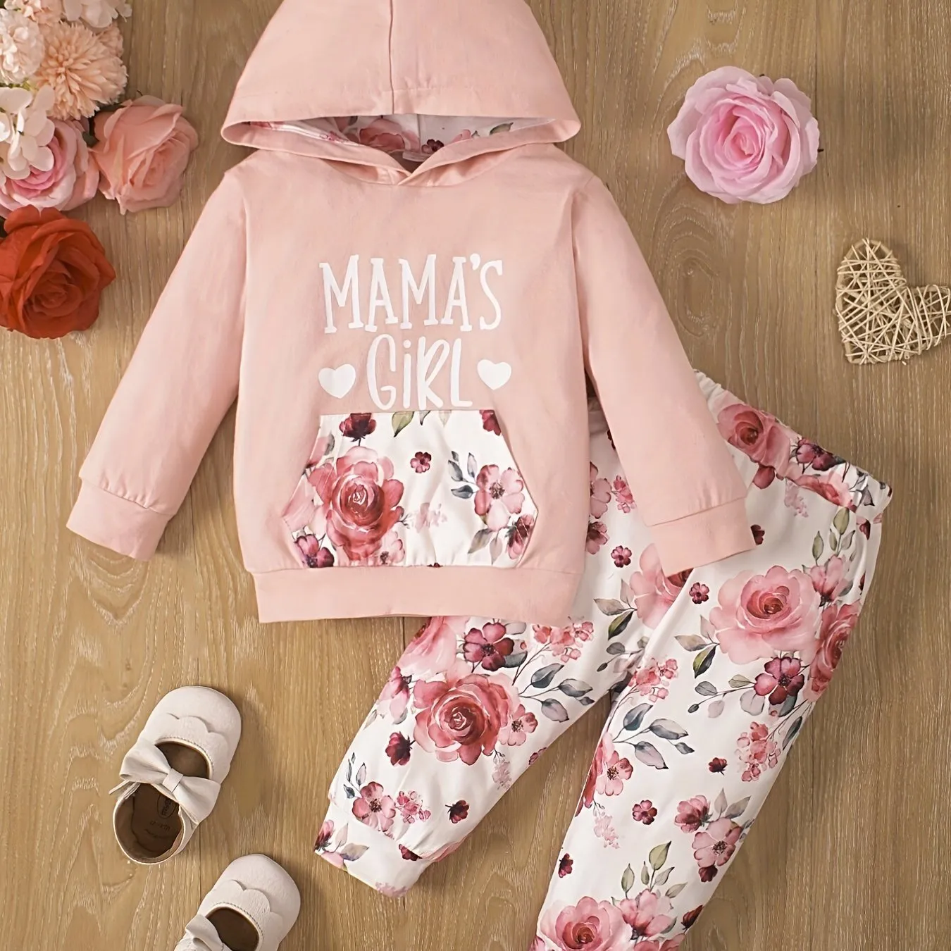 Mamas Girl Letter Graphic Set Sweatshirt  Floral Trousers