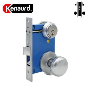 Mortise Lockset Gate Lock w/ Knob - Double Sided - Silver (US26D) - SC1