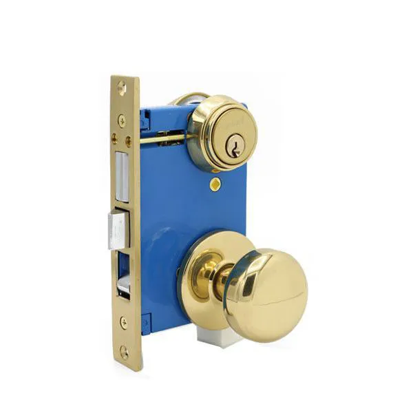 Mortise Lockset Gate Lock w/Knob - Double Sided - Gold (US3) - SC1