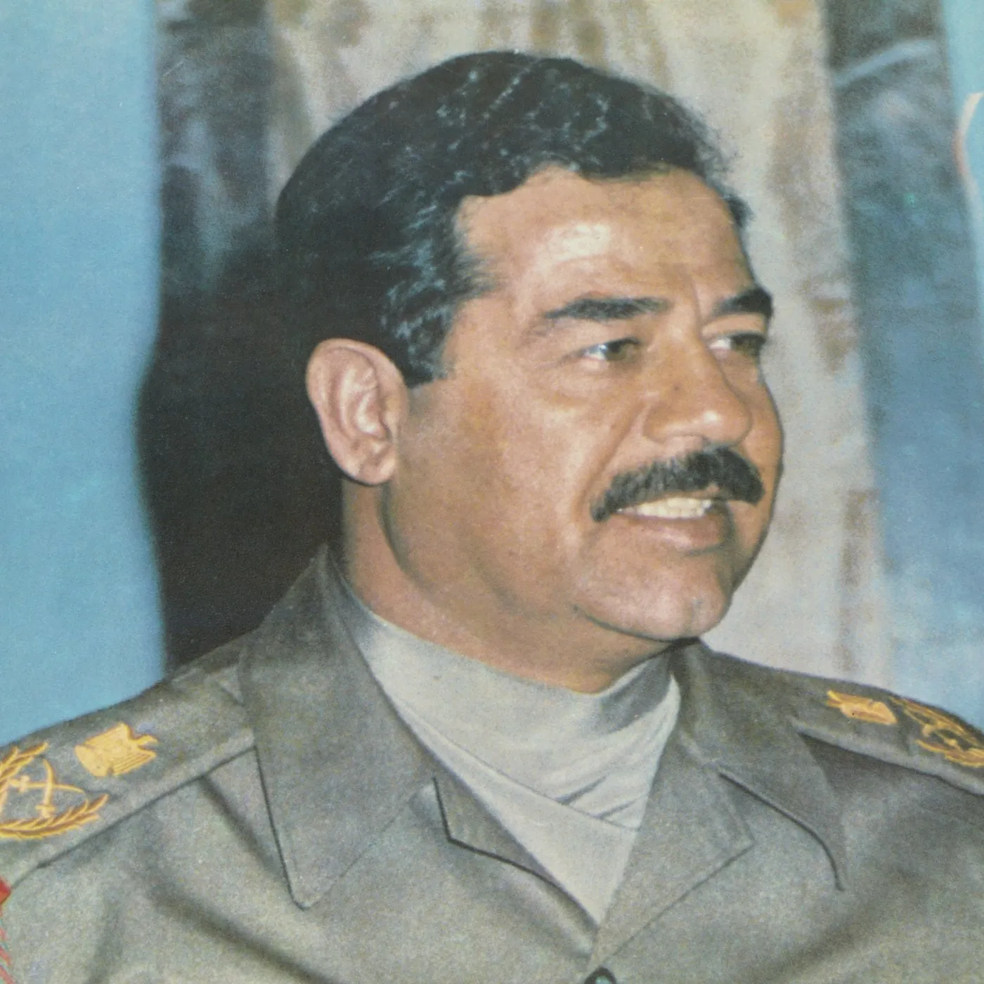 Original Desert Storm 1991 Captured Saddam Hussein in Uniform Iraqi Propaganda Poster