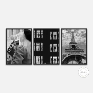 Parisian Fashion Posters Set Of 3 PRINTABLE ART, Luxury Fashion, Vogue Print, Paris Wall Art, Black And White Wall Art, Glam Decor