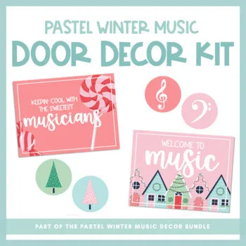 Pastel Winter Music Door Decor Kit | Pastel Winter Music Decor