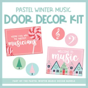 Pastel Winter Music Door Decor Kit | Pastel Winter Music Decor