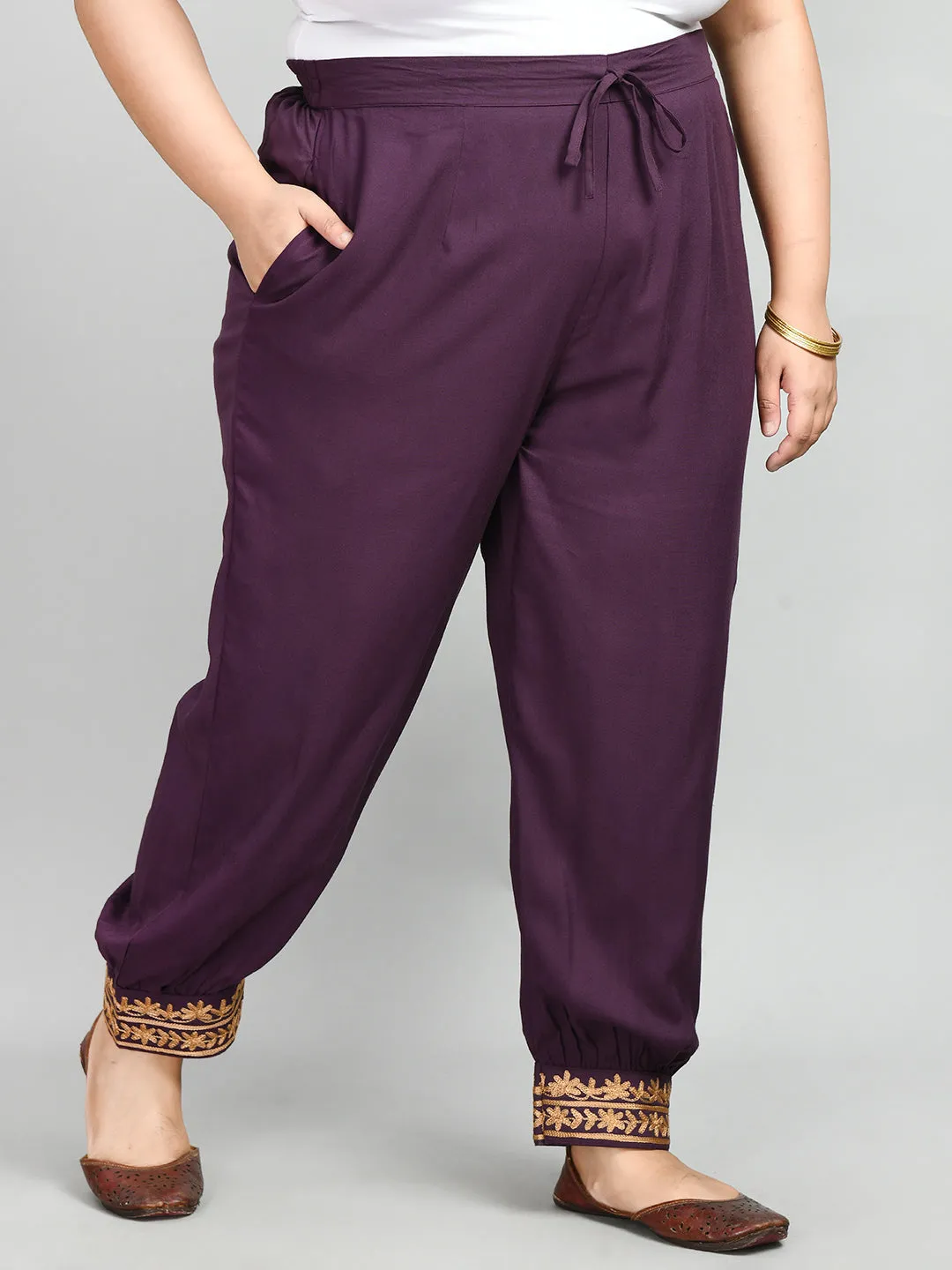 Plus Size Plus Size Aari Purple Trousers