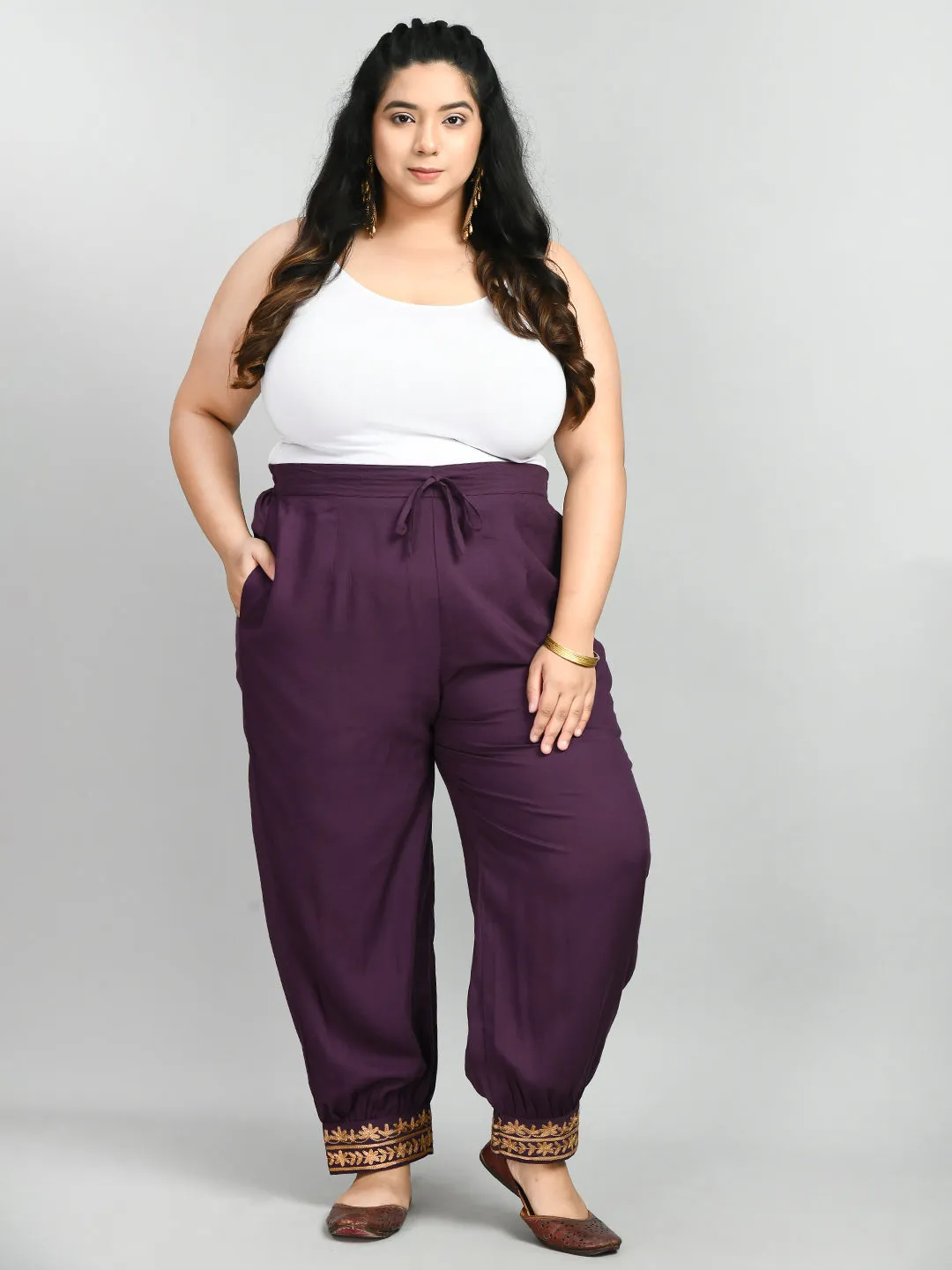 Plus Size Plus Size Aari Purple Trousers