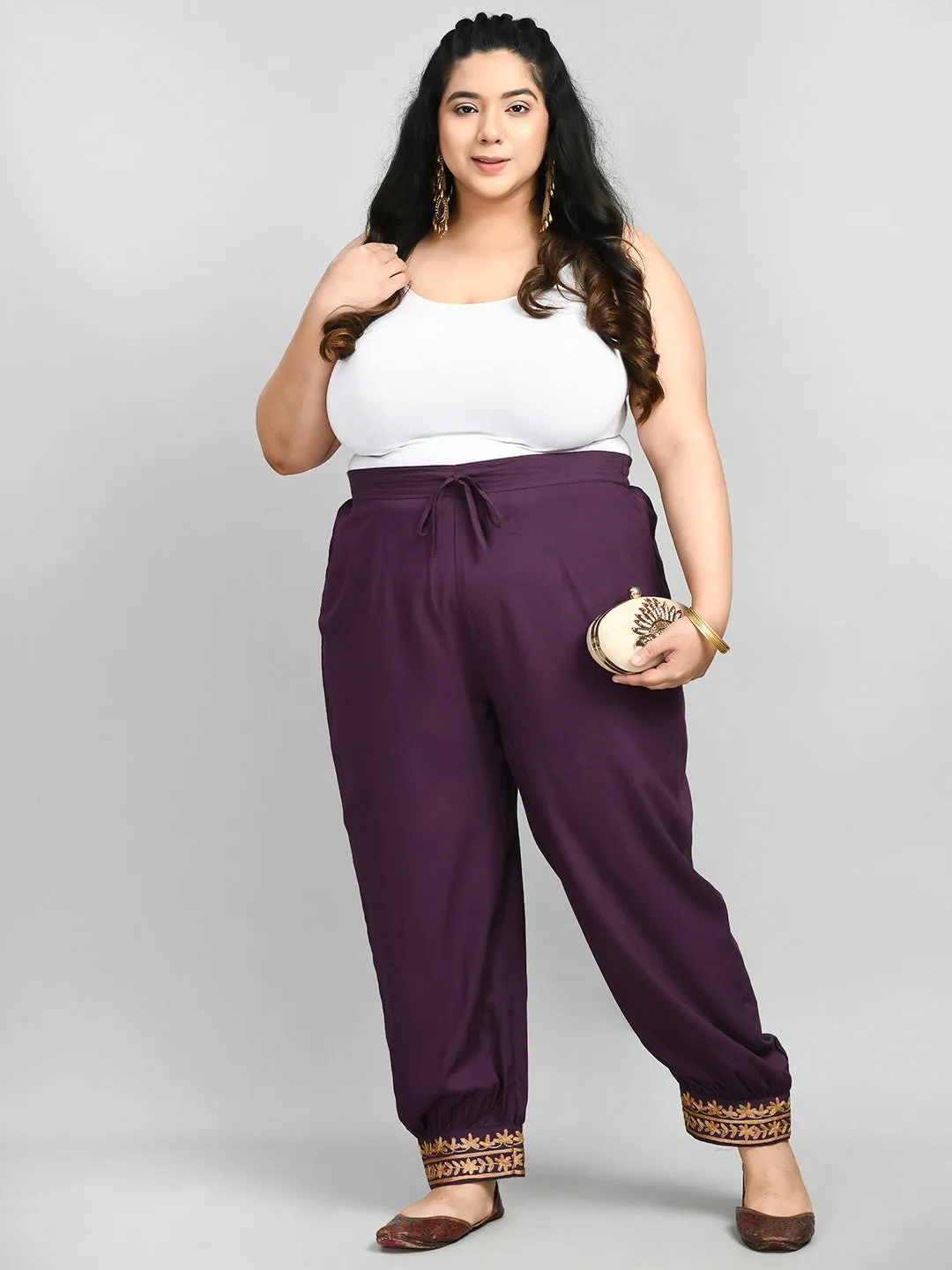 Plus Size Plus Size Aari Purple Trousers