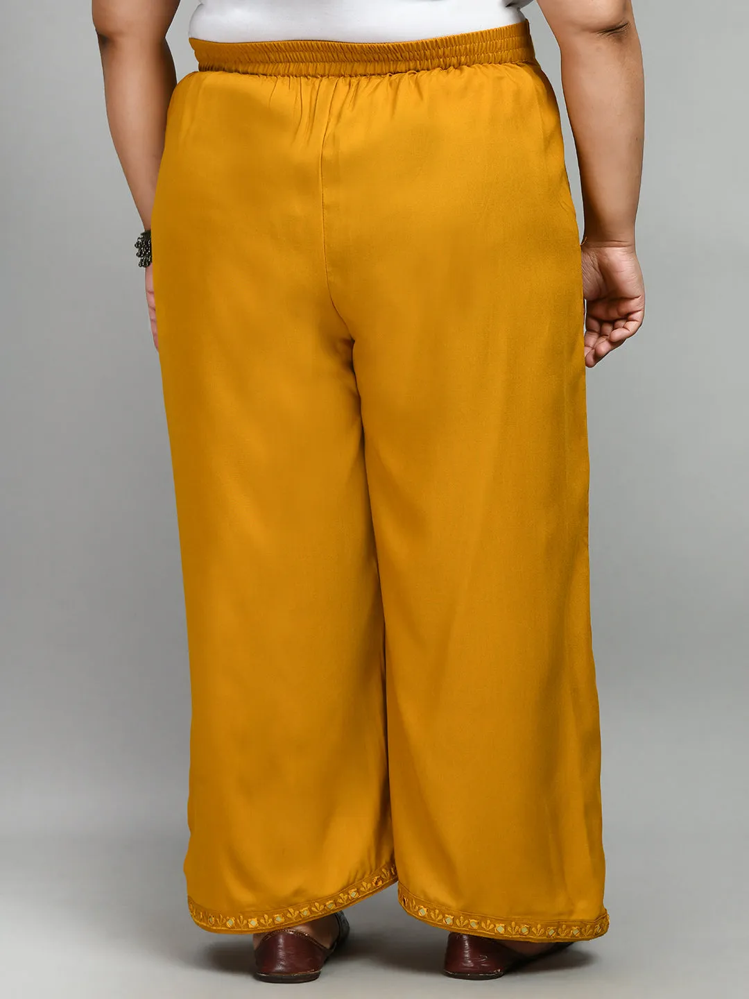 Plus Size Plus Size Mustard Mirror Palazzo